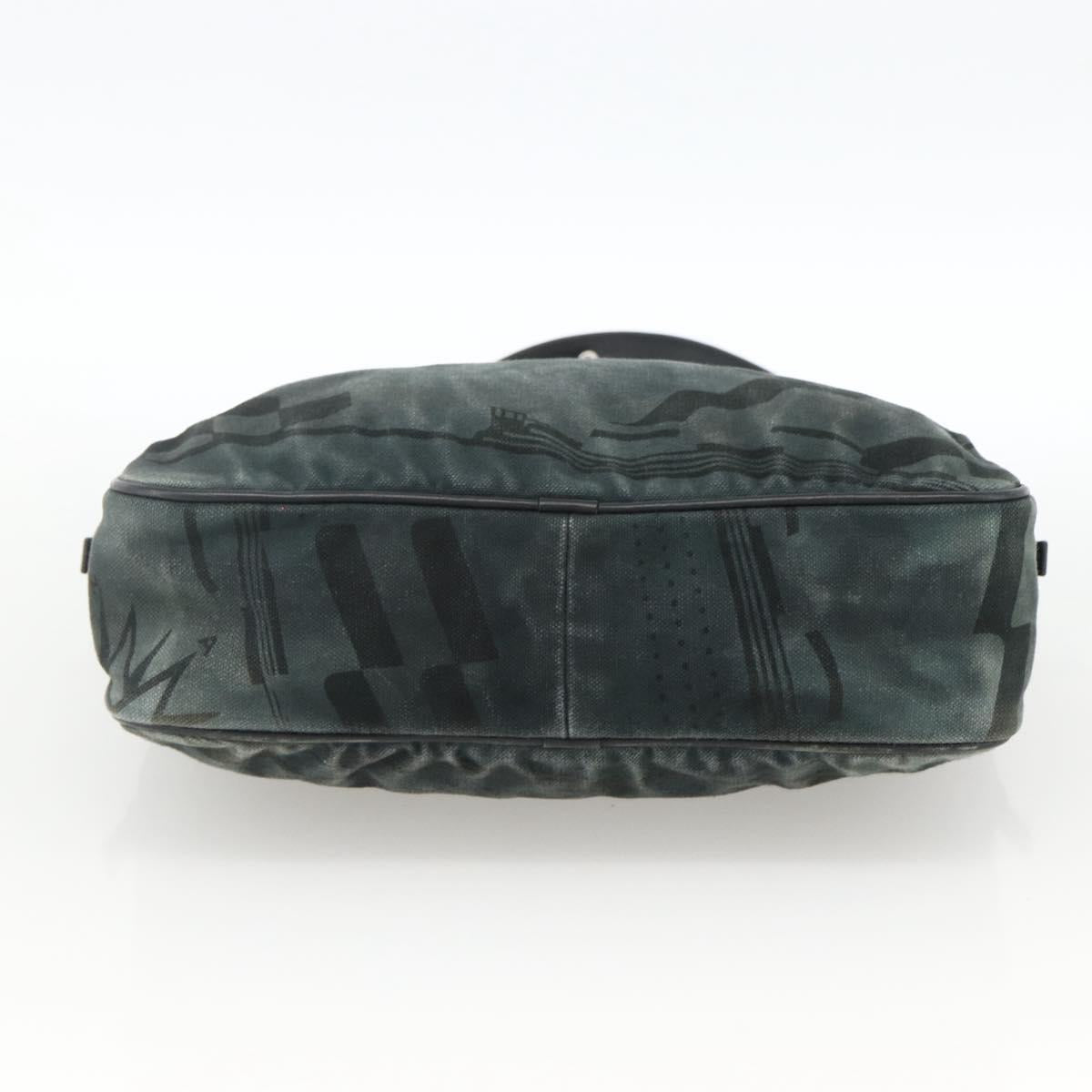 CHANEL Chain Shoulder Bag Canvas Black Silver CC Auth bs33649