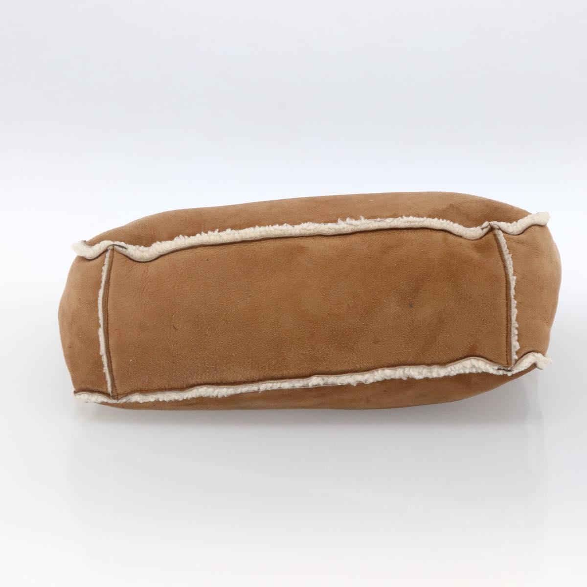 CHANEL Chain Hand Bag Mouton Brown Gold CC Auth bs33650