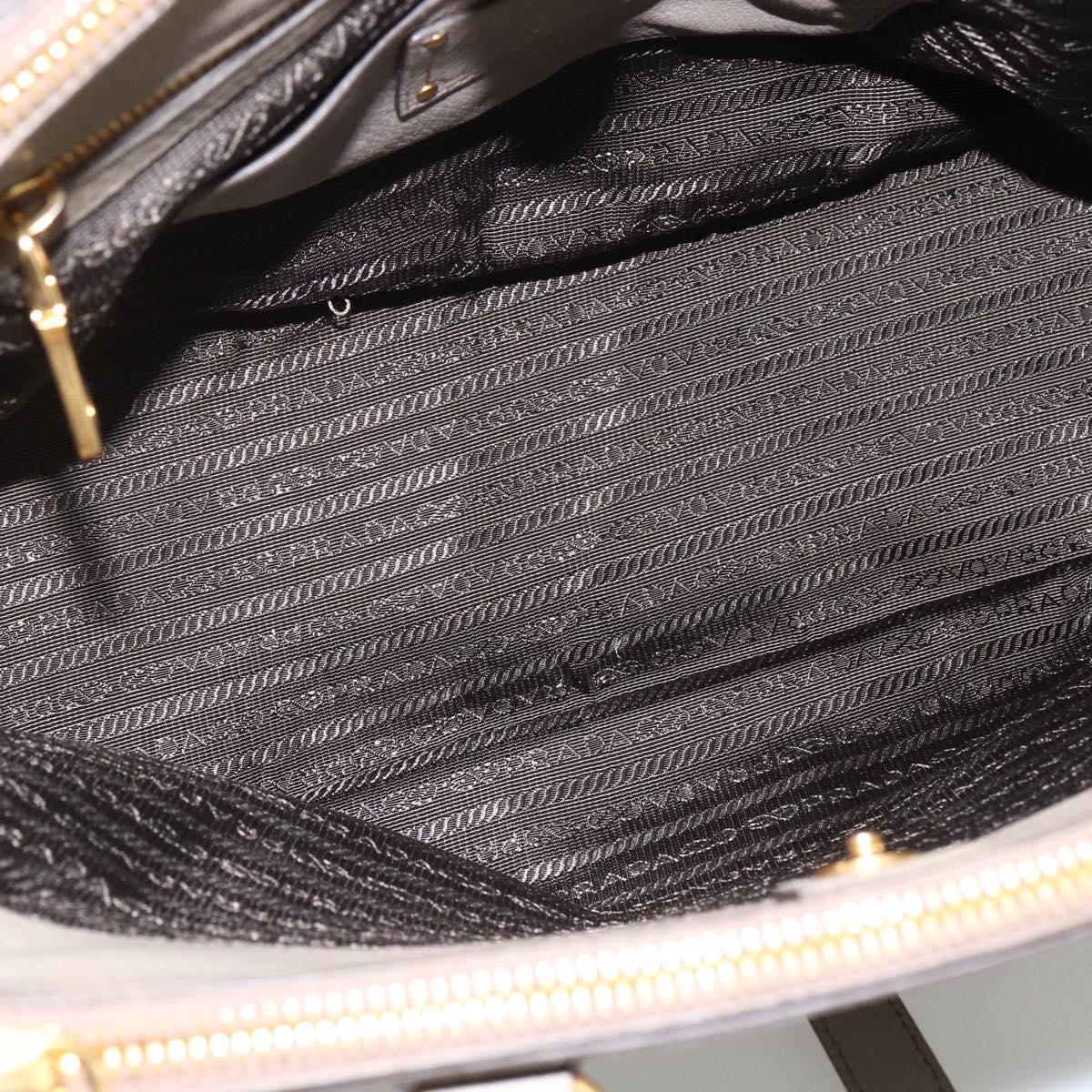 PRADA Hand Bag Leather 2way Gray Gold Auth bs33651