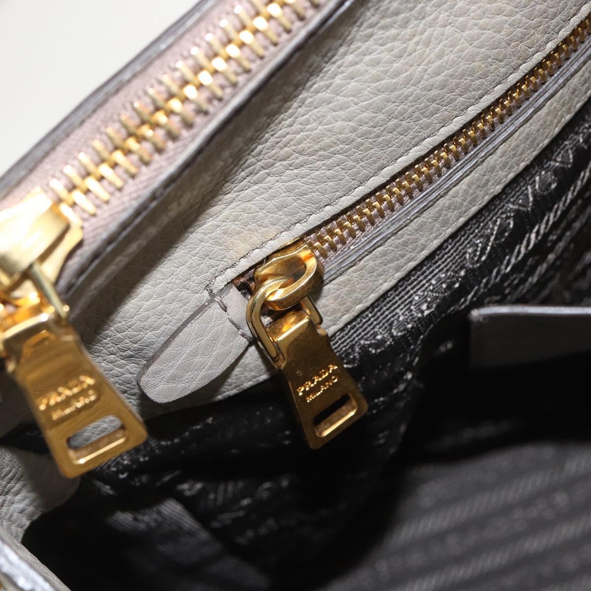 PRADA Hand Bag Leather 2way Gray Gold Auth bs33651