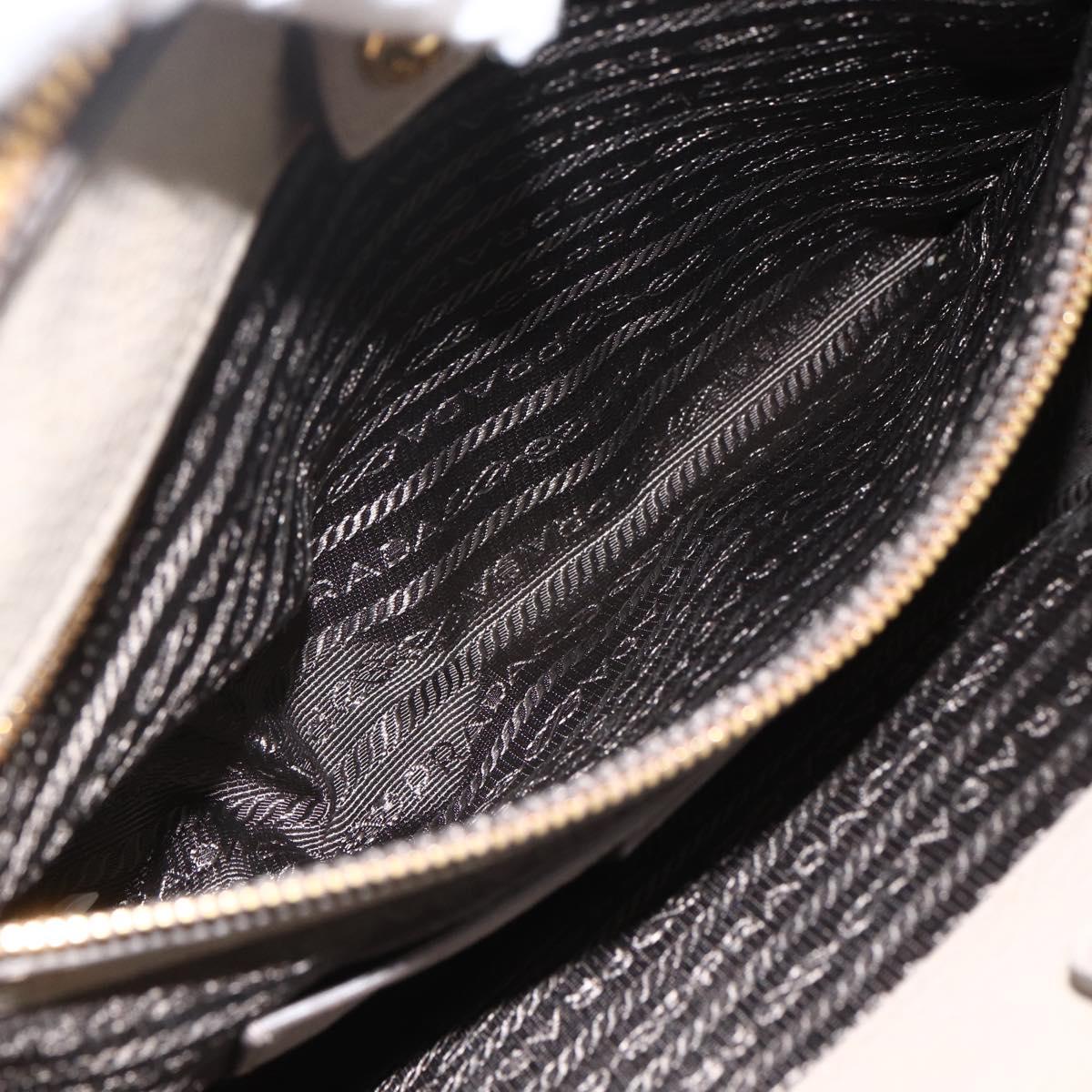 PRADA Hand Bag Leather 2way Gray Gold Auth bs33651