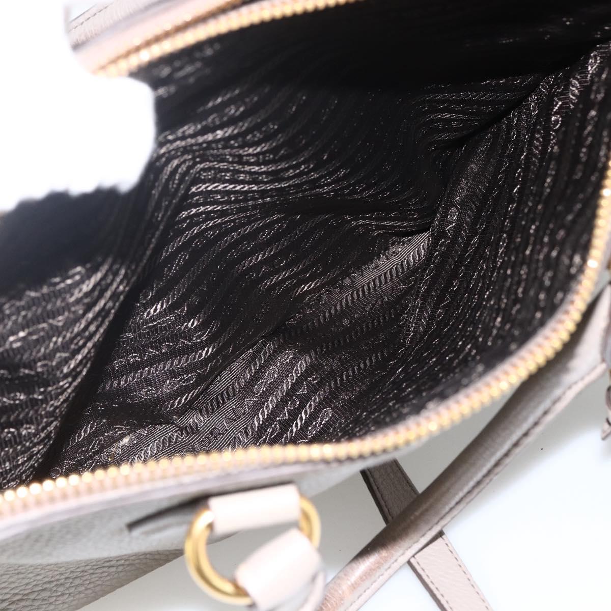PRADA Hand Bag Leather 2way Gray Gold Auth bs33651