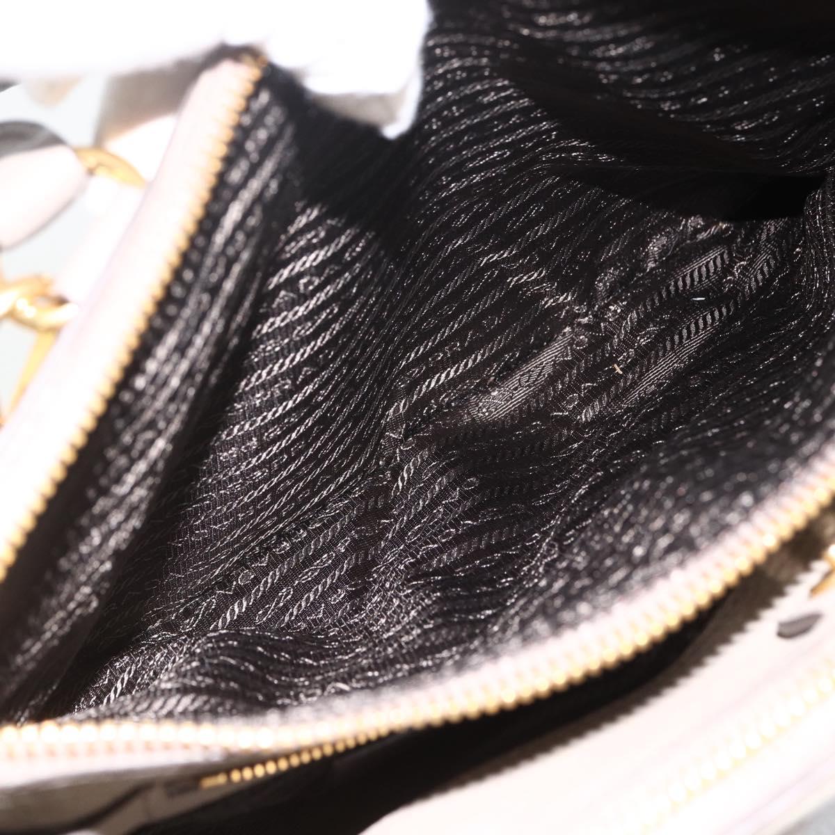 PRADA Hand Bag Leather 2way Gray Gold Auth bs33651