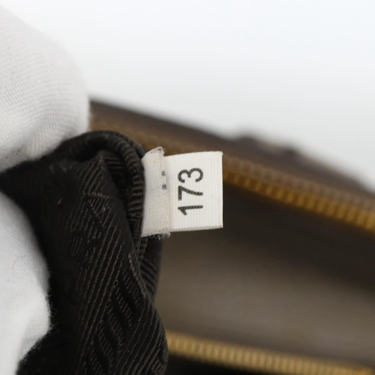 PRADA Hand Bag Leather 2way Gray Gold Auth bs33651