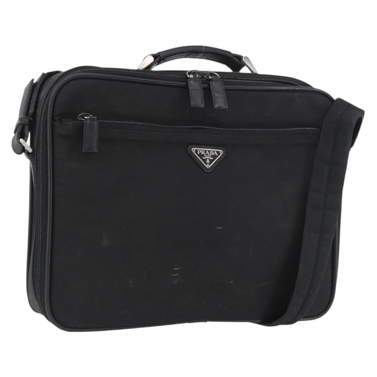 PRADA Shoulder Bag Nylon Black Silver Auth bs33652