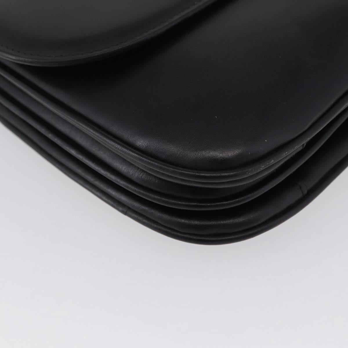 CELINE Shoulder Bag Leather Black Gold Auth bs33654