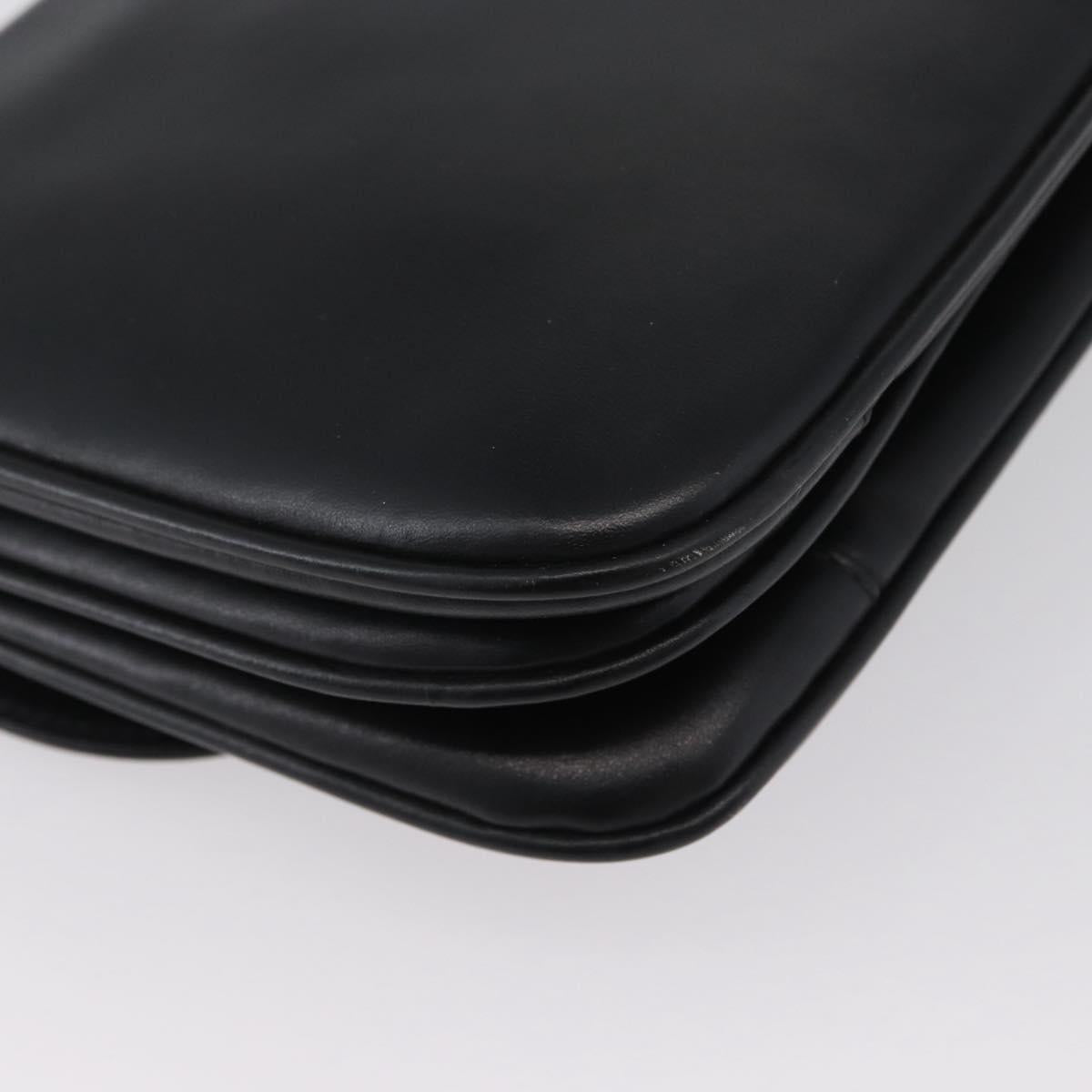 CELINE Shoulder Bag Leather Black Gold Auth bs33654