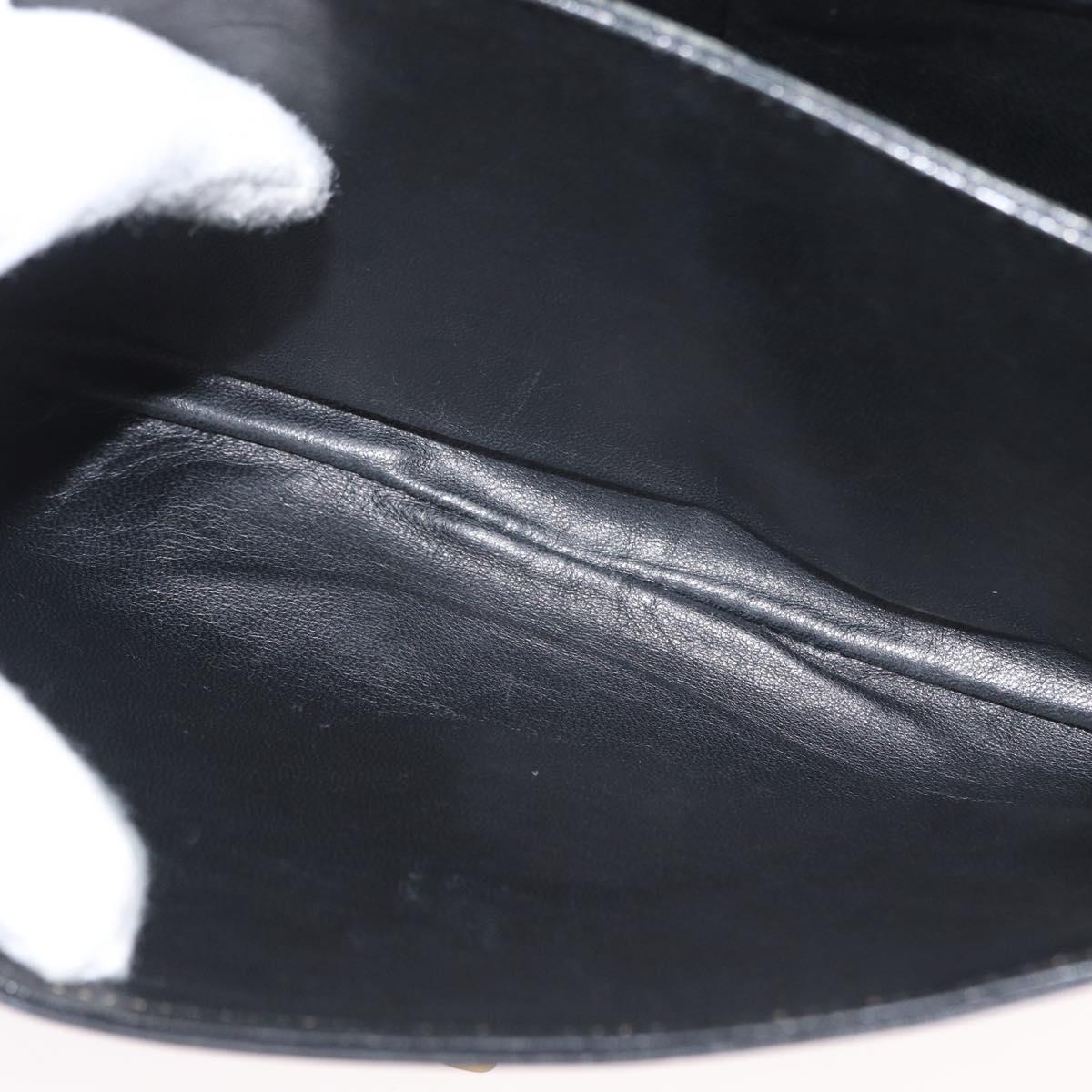 CELINE Shoulder Bag Leather Black Gold Auth bs33654