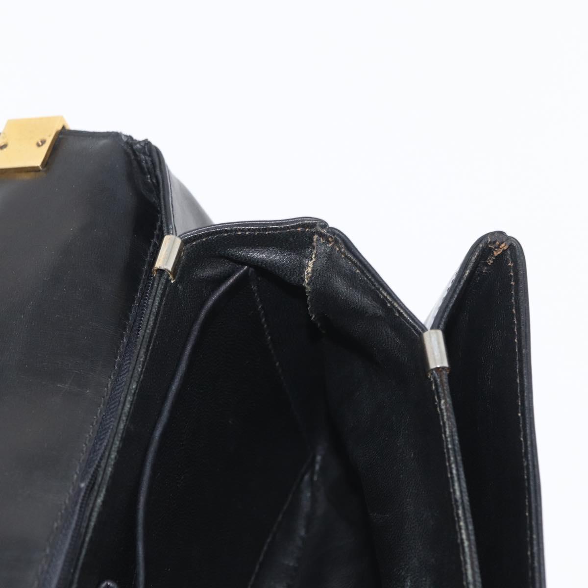 CELINE Shoulder Bag Leather Black Gold Auth bs33654