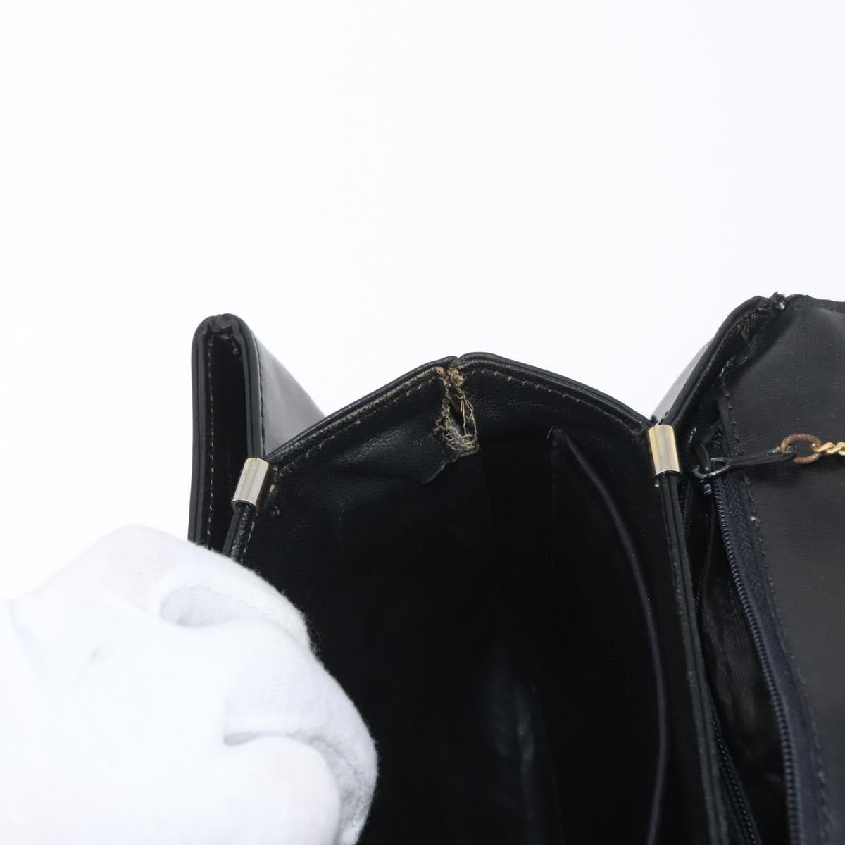 CELINE Shoulder Bag Leather Black Gold Auth bs33654