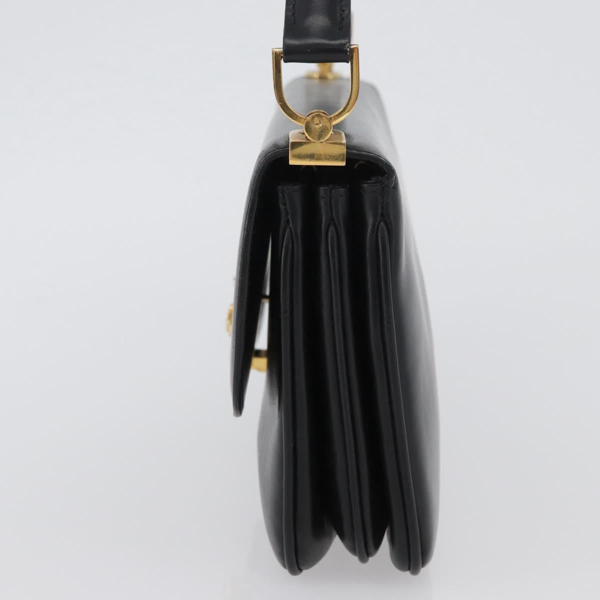 CELINE Shoulder Bag Leather Black Gold Auth bs33654