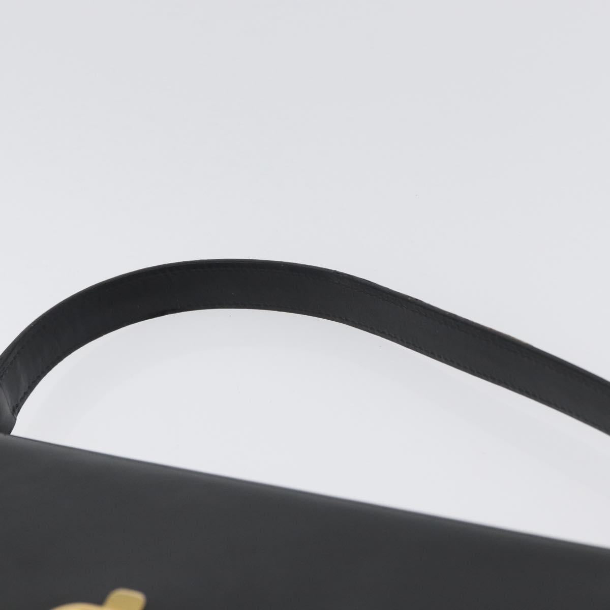 CELINE Shoulder Bag Leather Black Gold Auth bs33654