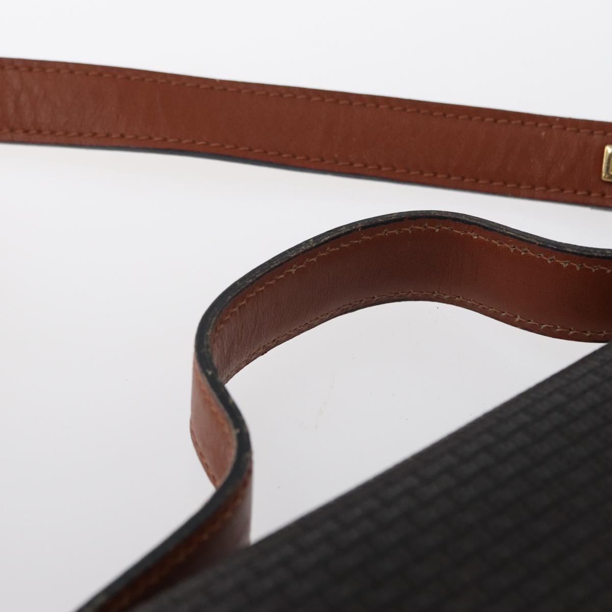 BALLY Shoulder Bag PVC Canvas Black Gold Auth bs33655