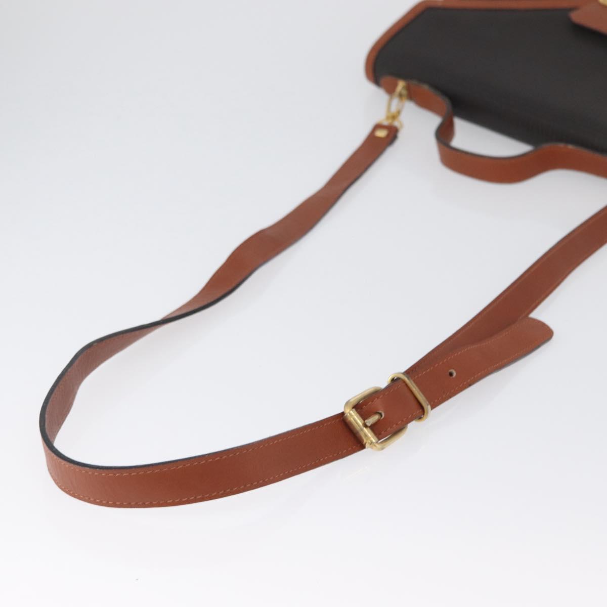 BALLY Shoulder Bag PVC Canvas Black Gold Auth bs33655