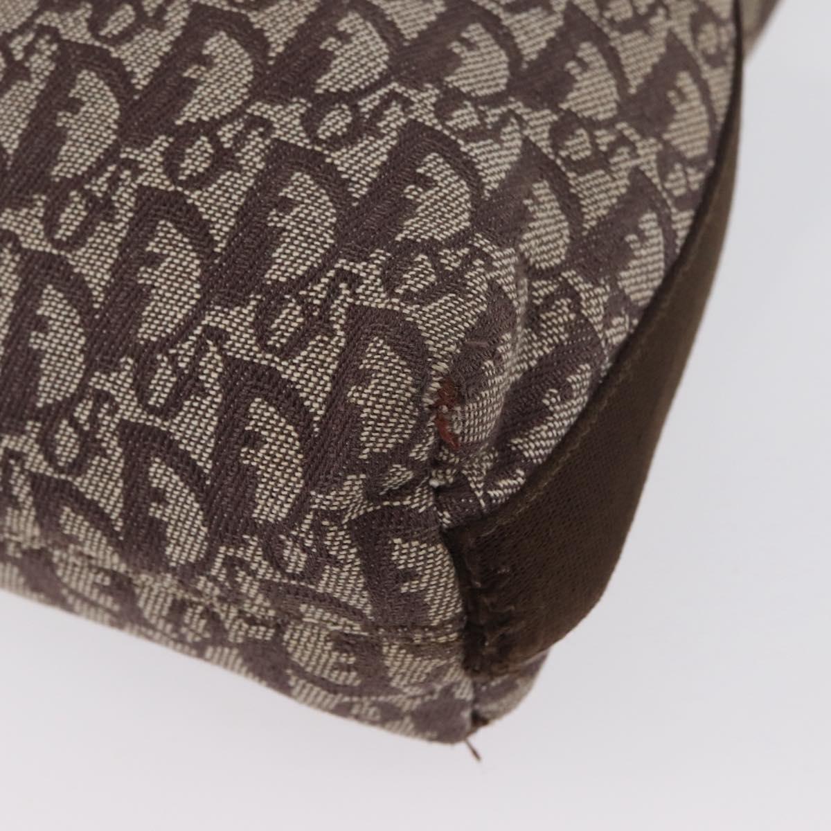 Christian Dior Trotter Canvas Shoulder Bag Brown Silver Auth bs33657