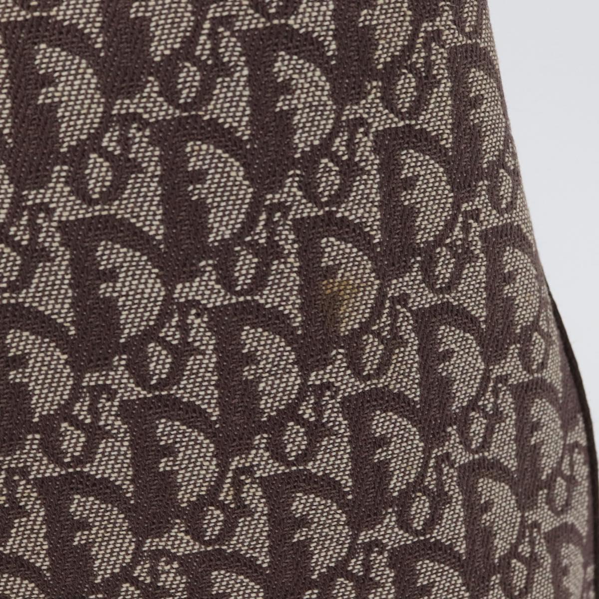 Christian Dior Trotter Canvas Shoulder Bag Brown Silver Auth bs33657