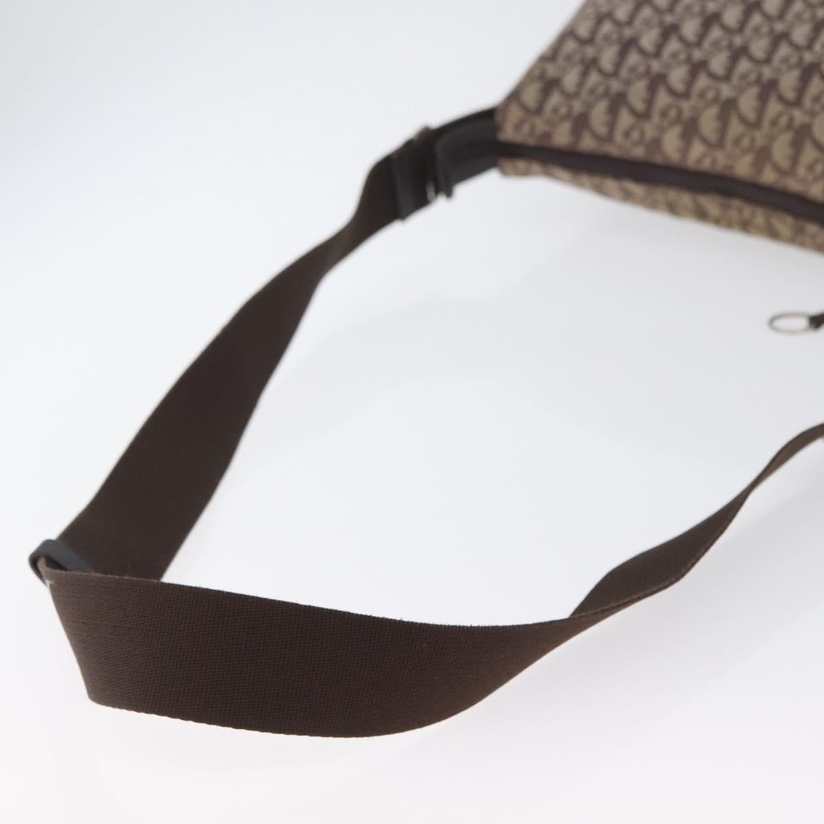 Christian Dior Trotter Canvas Shoulder Bag Brown Silver Auth bs33657