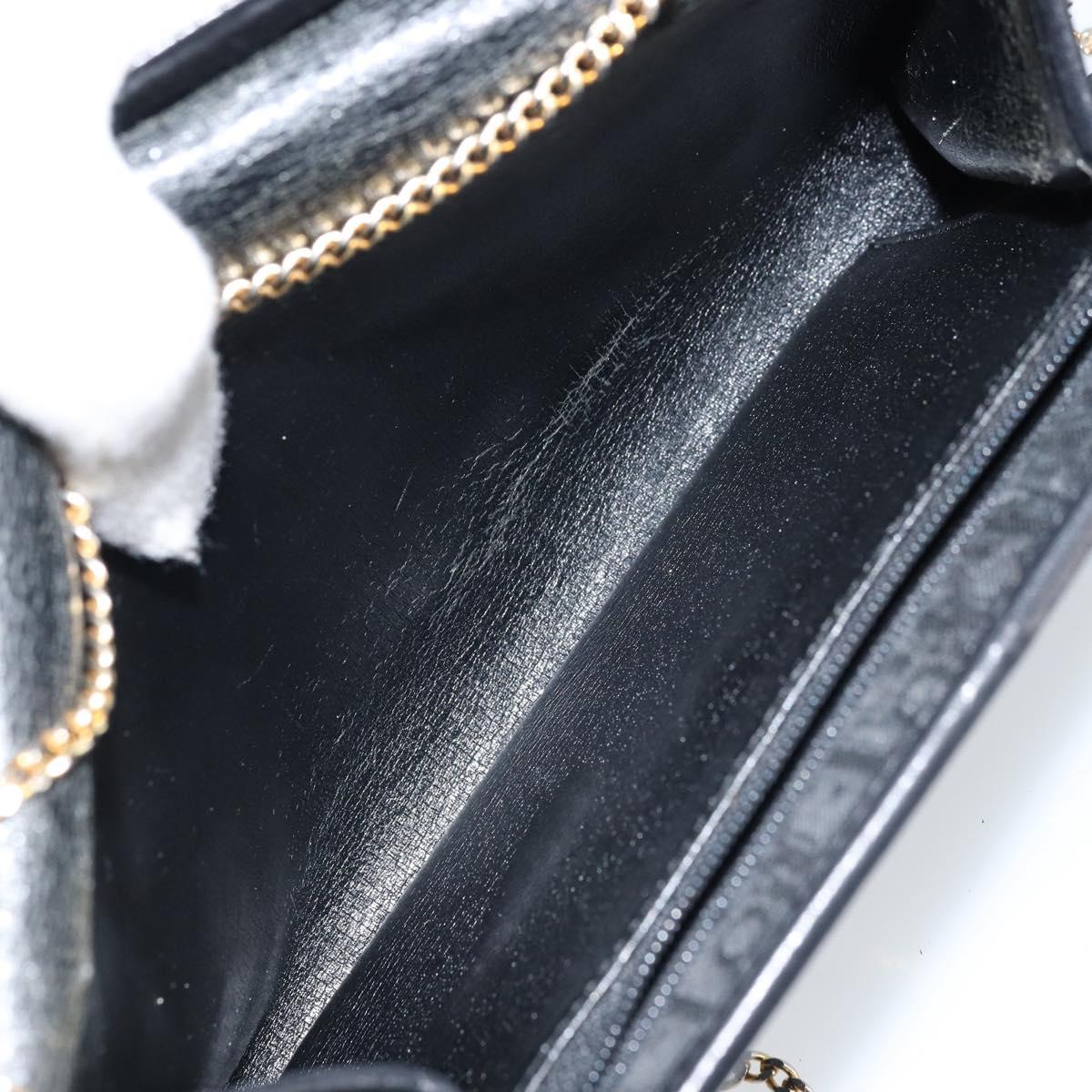 Christian Dior Trotter Canvas Chain Shoulder Bag Black Gold Auth bs33658