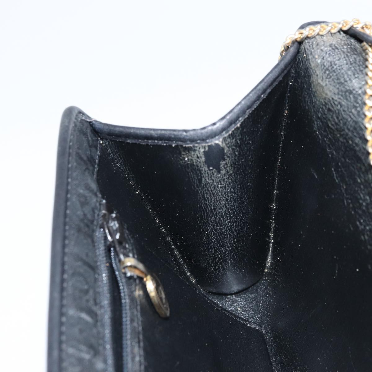 Christian Dior Trotter Canvas Chain Shoulder Bag Black Gold Auth bs33658