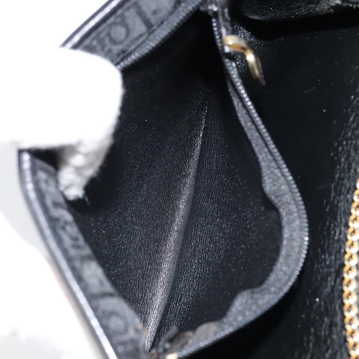 Christian Dior Trotter Canvas Chain Shoulder Bag Black Gold Auth bs33658