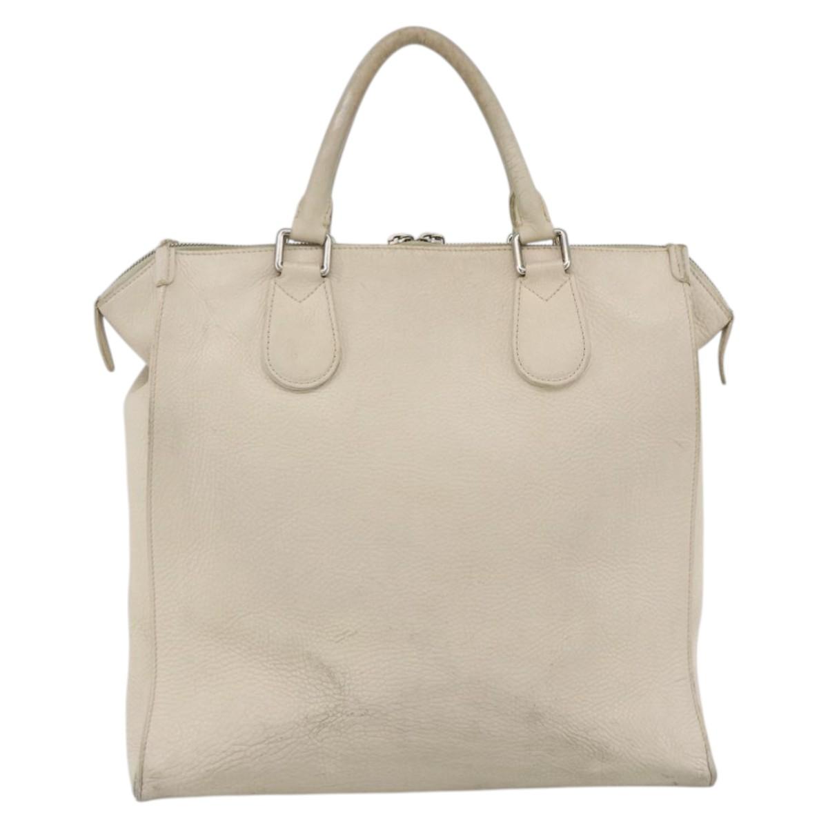 LOUIS VUITTON Cabanaxos Hand Bag Leather White M95887 LV Auth bs33670