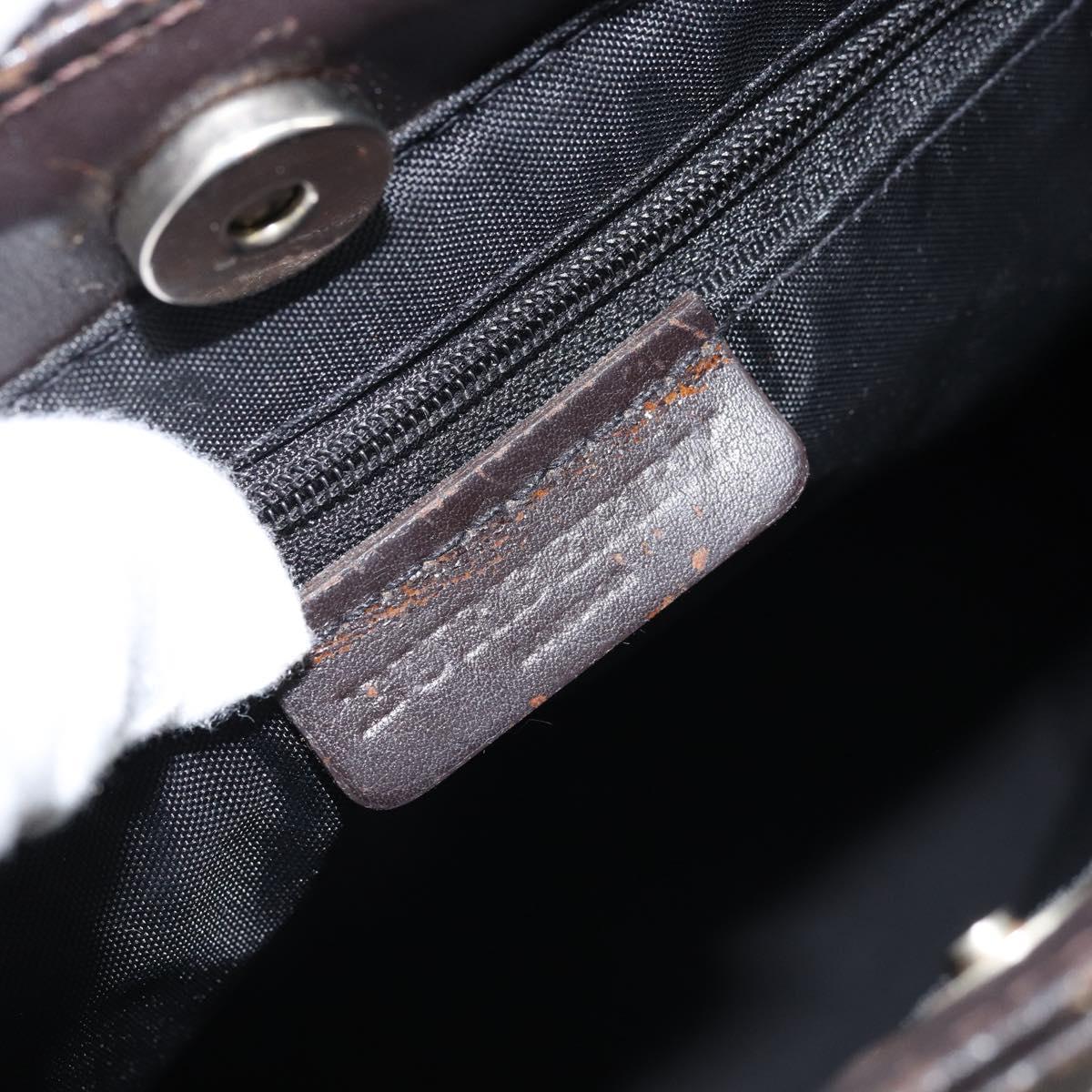 BURBERRY Nova Check Hand Bag PVC Brown Silver Auth bs33672