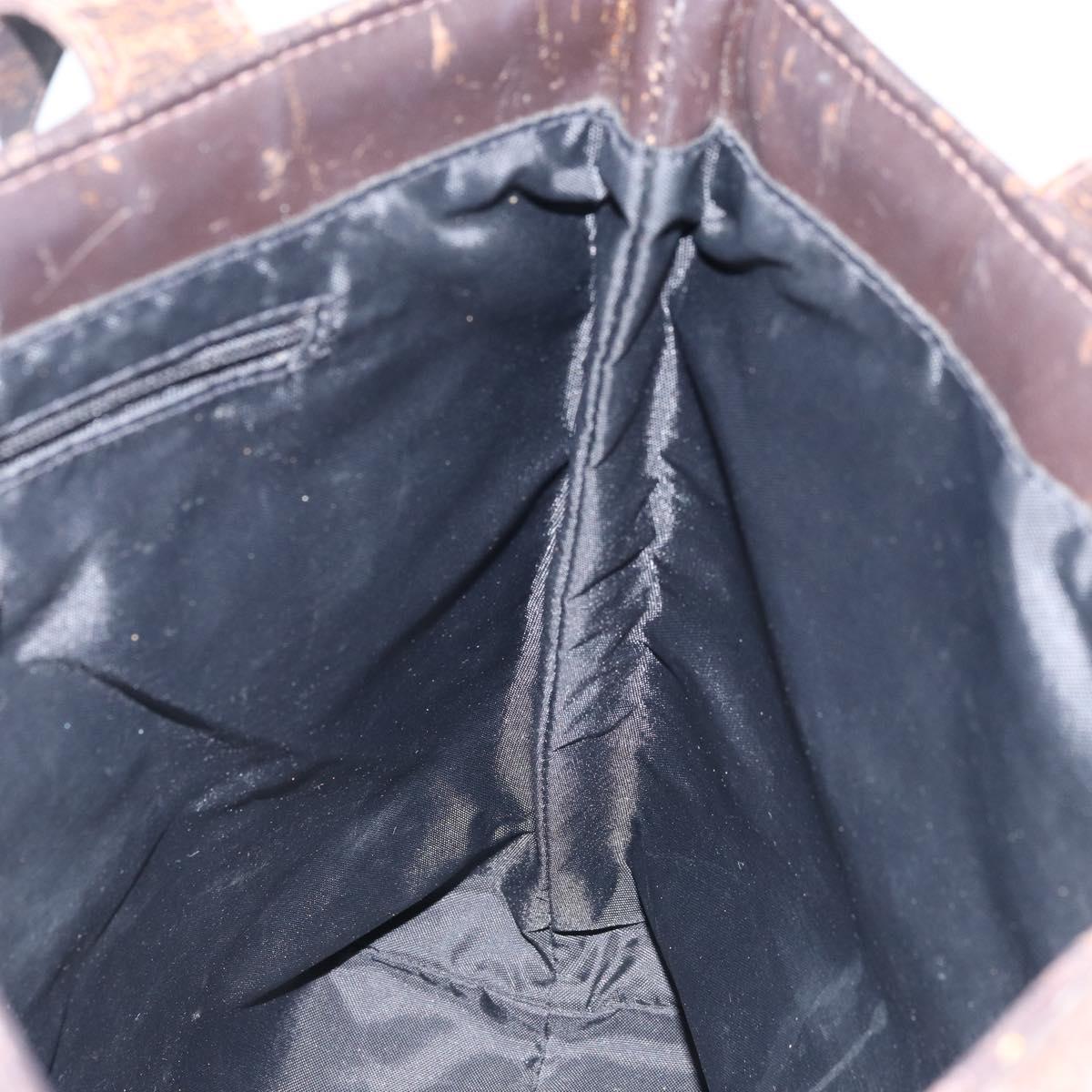 BURBERRY Nova Check Hand Bag PVC Brown Silver Auth bs33672