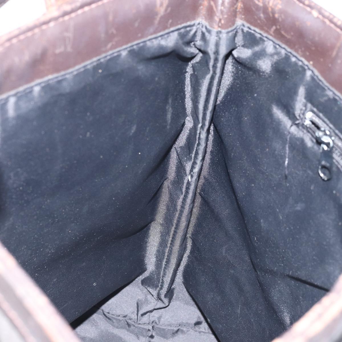 BURBERRY Nova Check Hand Bag PVC Brown Silver Auth bs33672