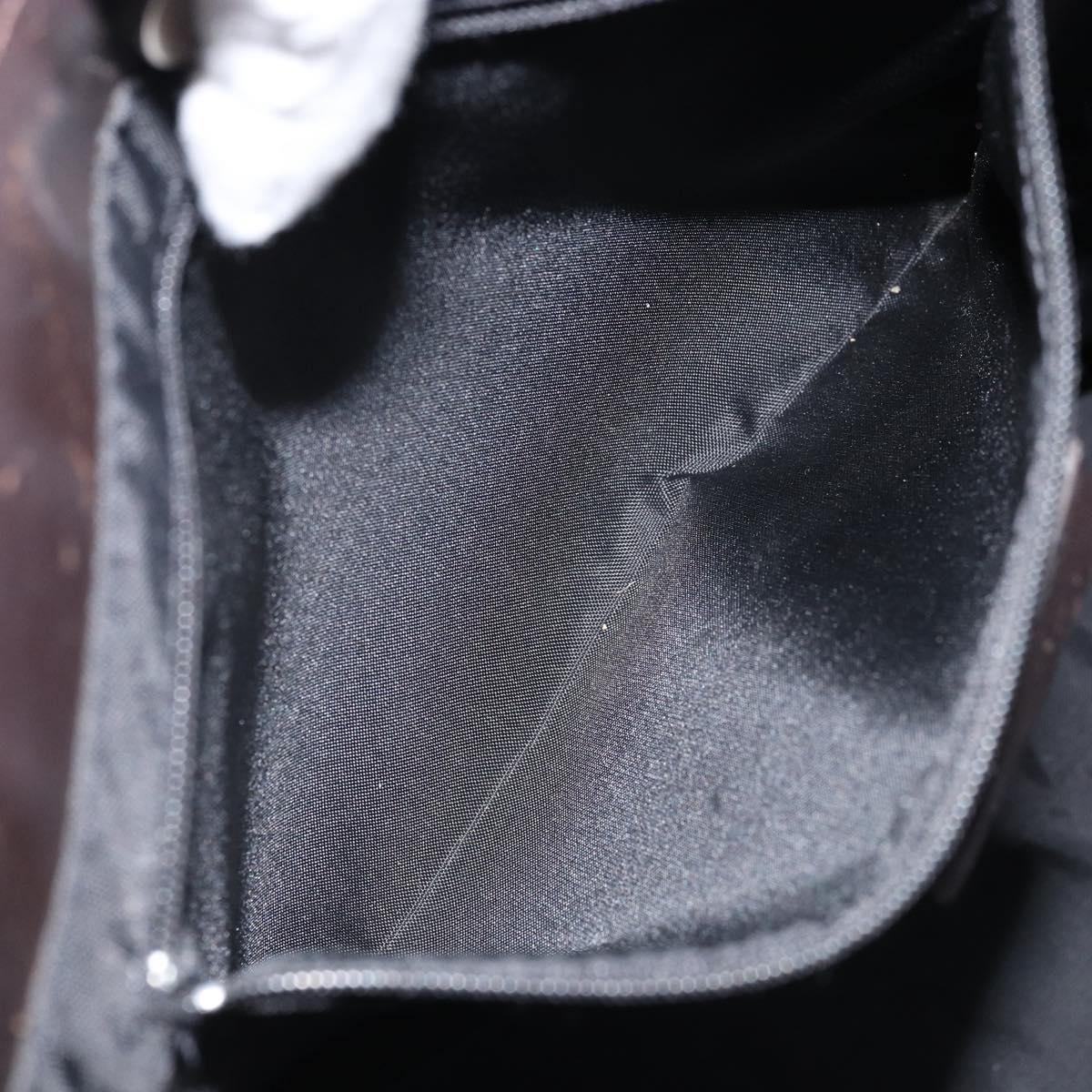 BURBERRY Nova Check Hand Bag PVC Brown Silver Auth bs33672