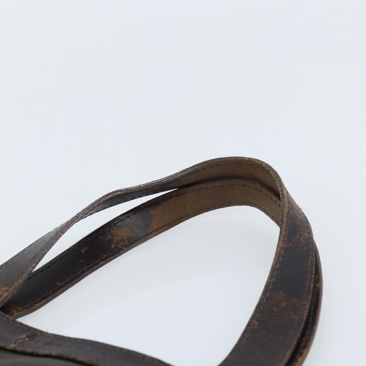 BURBERRY Nova Check Hand Bag PVC Brown Silver Auth bs33672