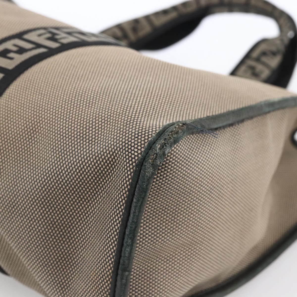 FENDI Tote Bag Canvas Brown Silver Auth bs33677