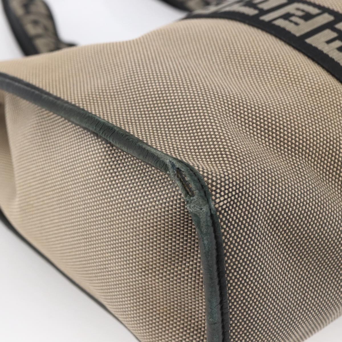 FENDI Tote Bag Canvas Brown Silver Auth bs33677