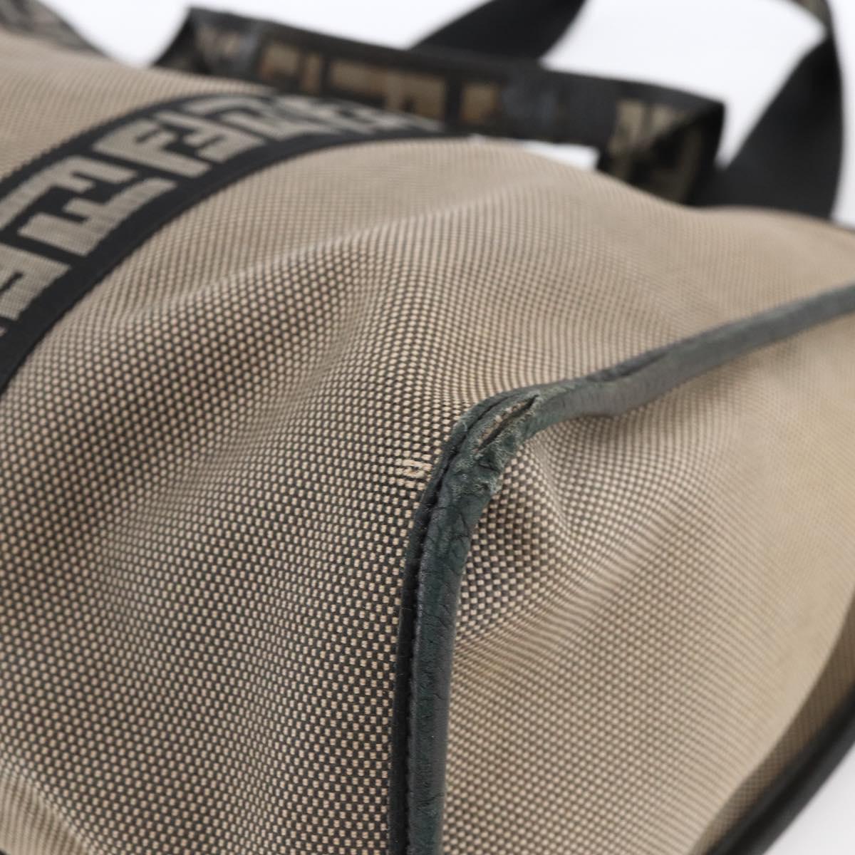 FENDI Tote Bag Canvas Brown Silver Auth bs33677