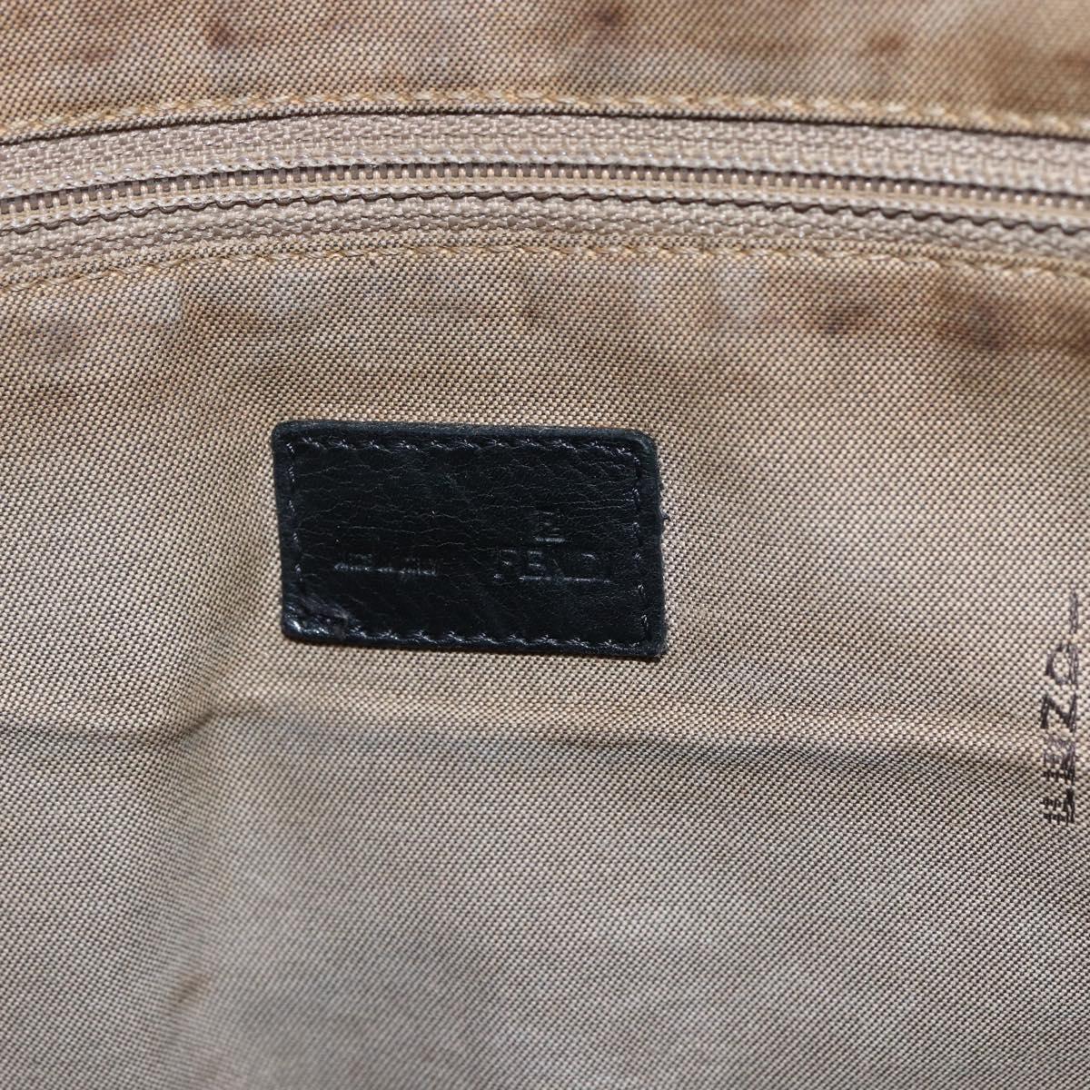 FENDI Tote Bag Canvas Brown Silver Auth bs33677