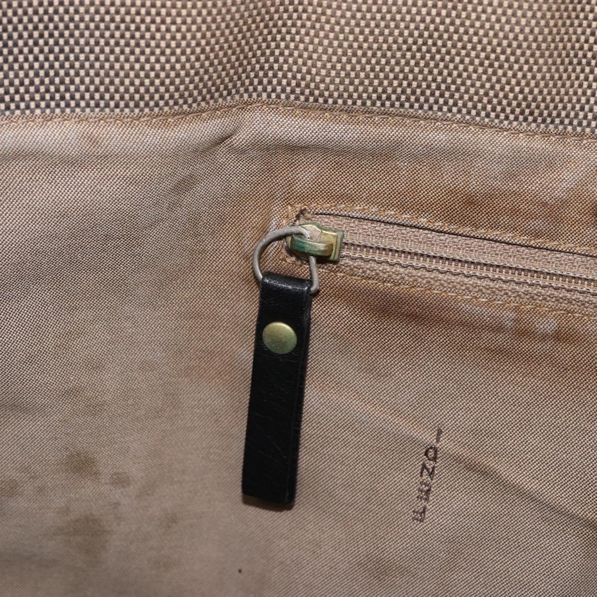 FENDI Tote Bag Canvas Brown Silver Auth bs33677