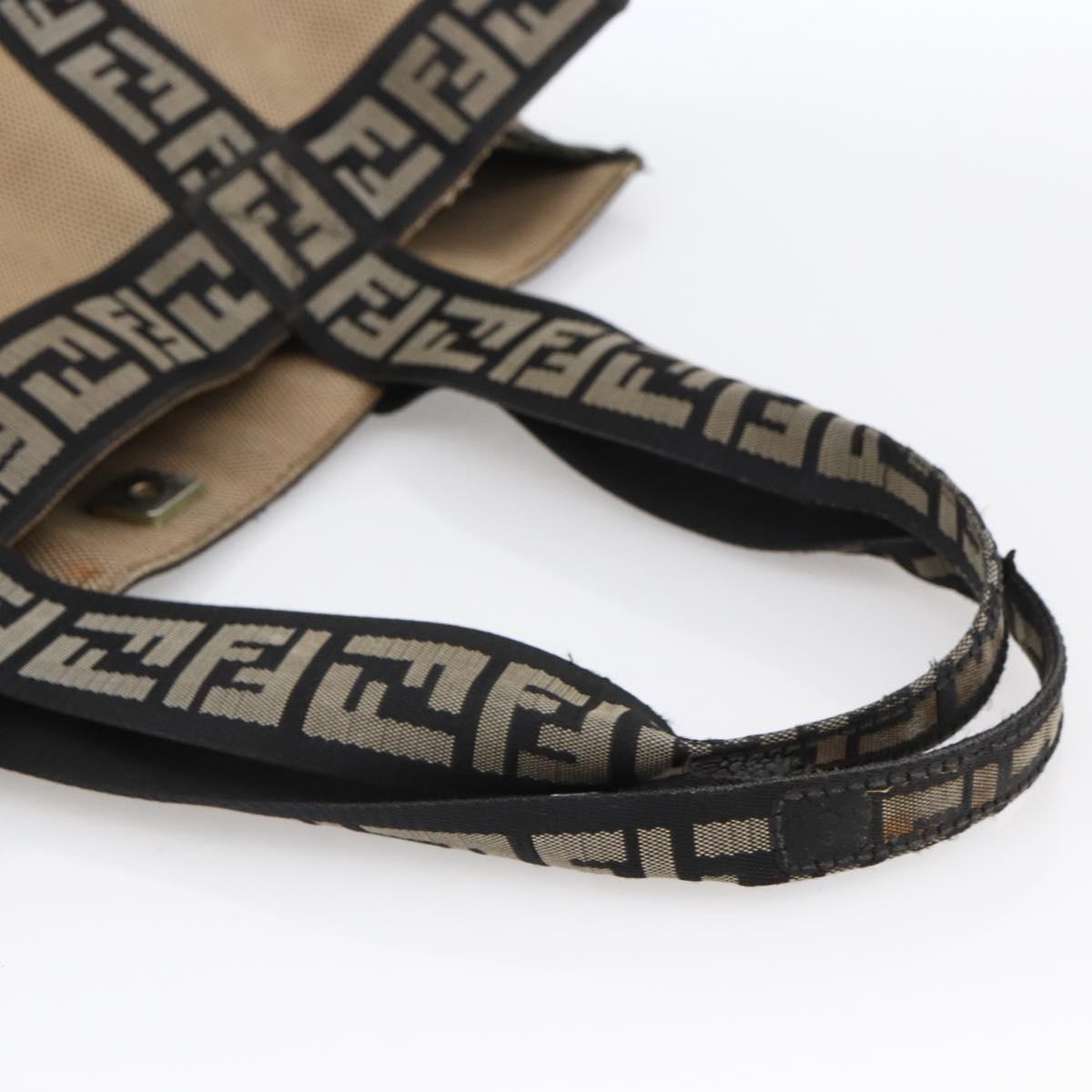 FENDI Tote Bag Canvas Brown Silver Auth bs33677