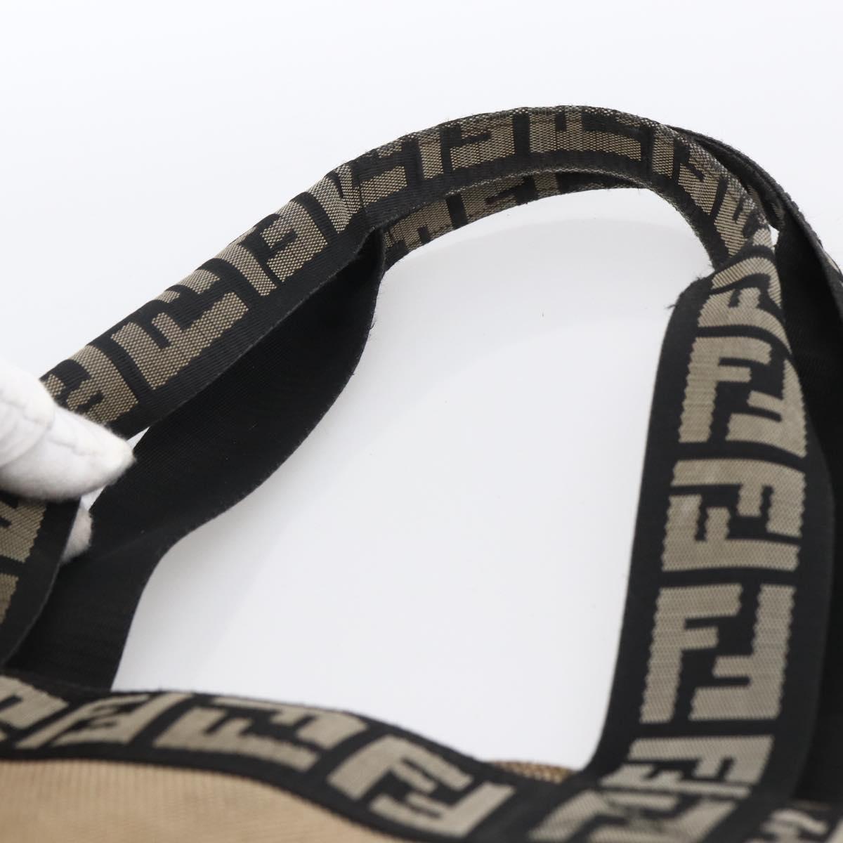 FENDI Tote Bag Canvas Brown Silver Auth bs33677