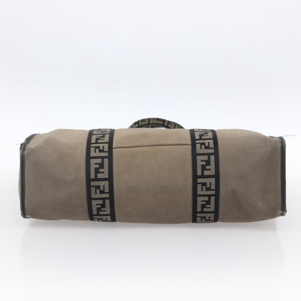 FENDI Tote Bag Canvas Brown Silver Auth bs33677