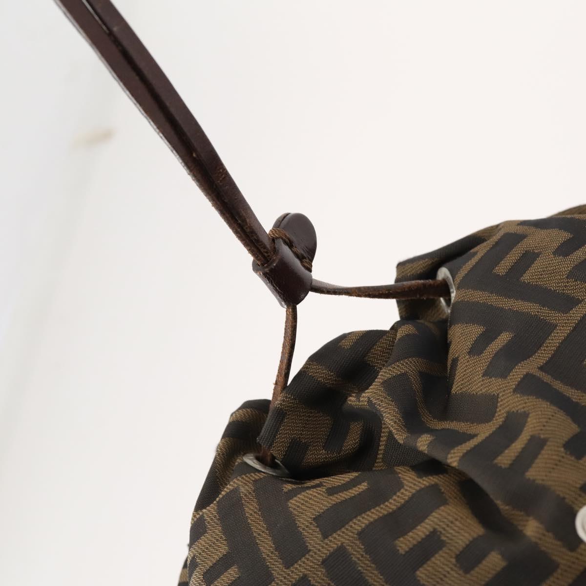 FENDI Zucca Canvas Backpack Brown Black Auth bs33678