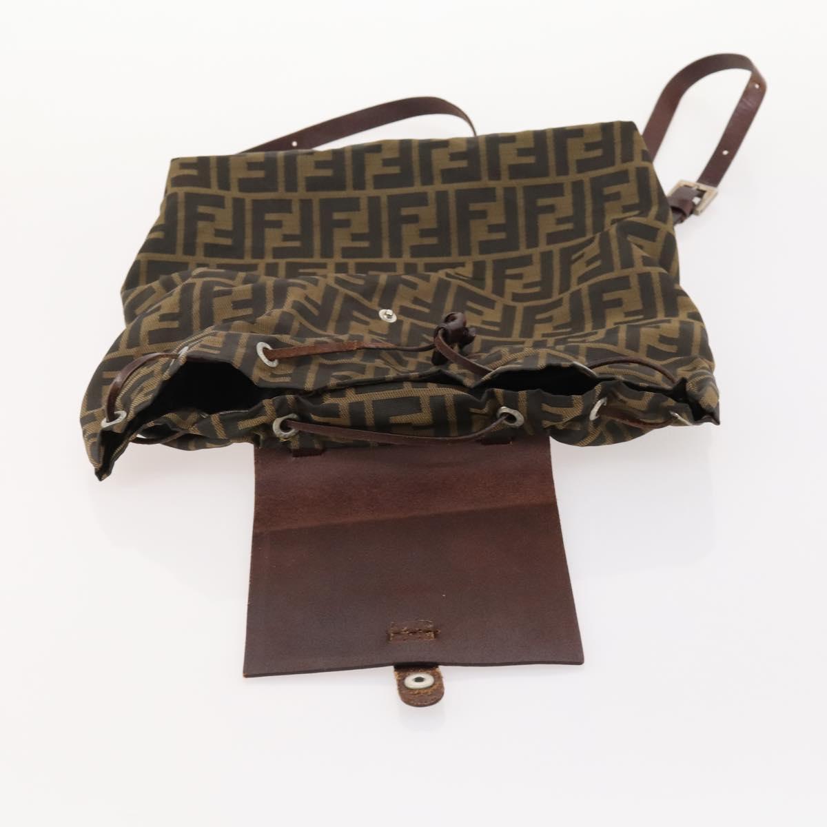 FENDI Zucca Canvas Backpack Brown Black Auth bs33678
