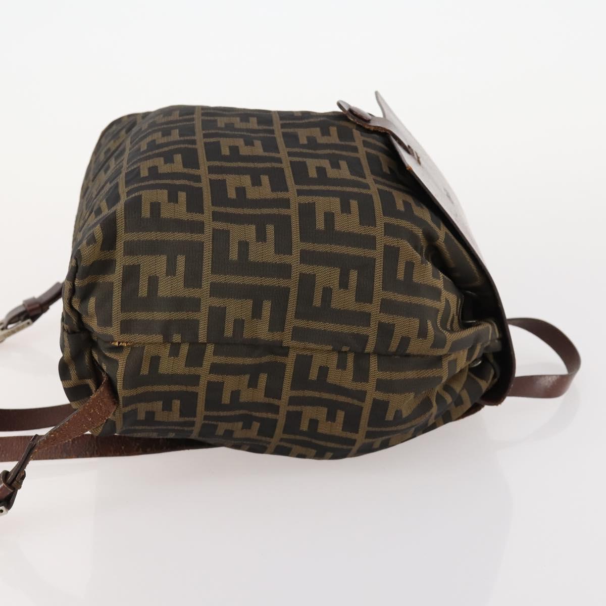 FENDI Zucca Canvas Backpack Brown Black Auth bs33678
