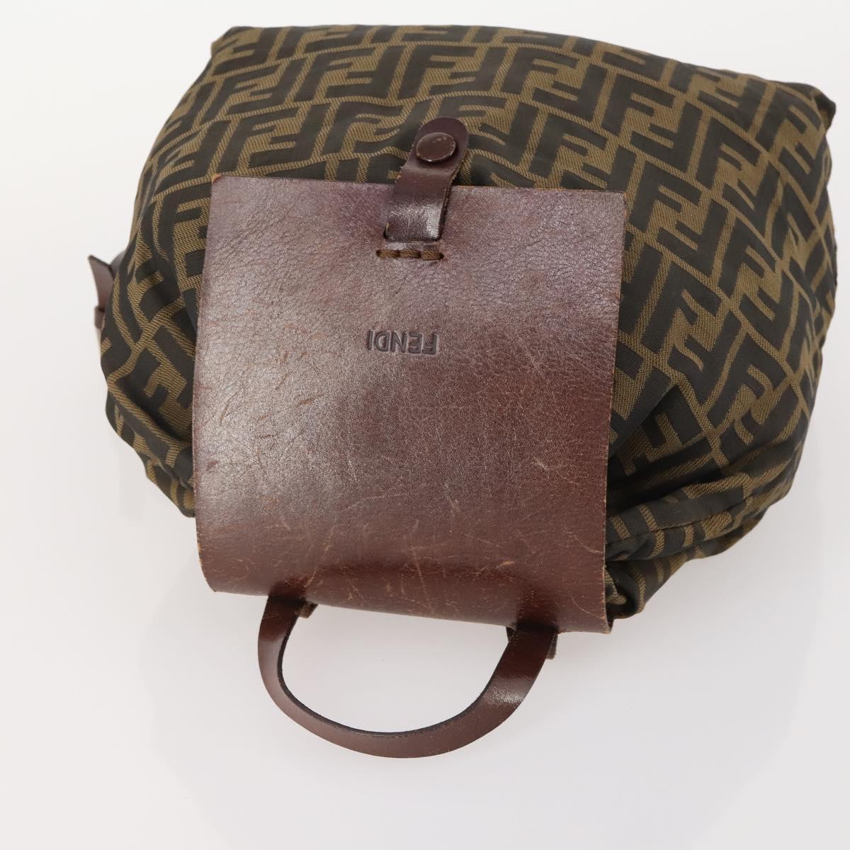 FENDI Zucca Canvas Backpack Brown Black Auth bs33678