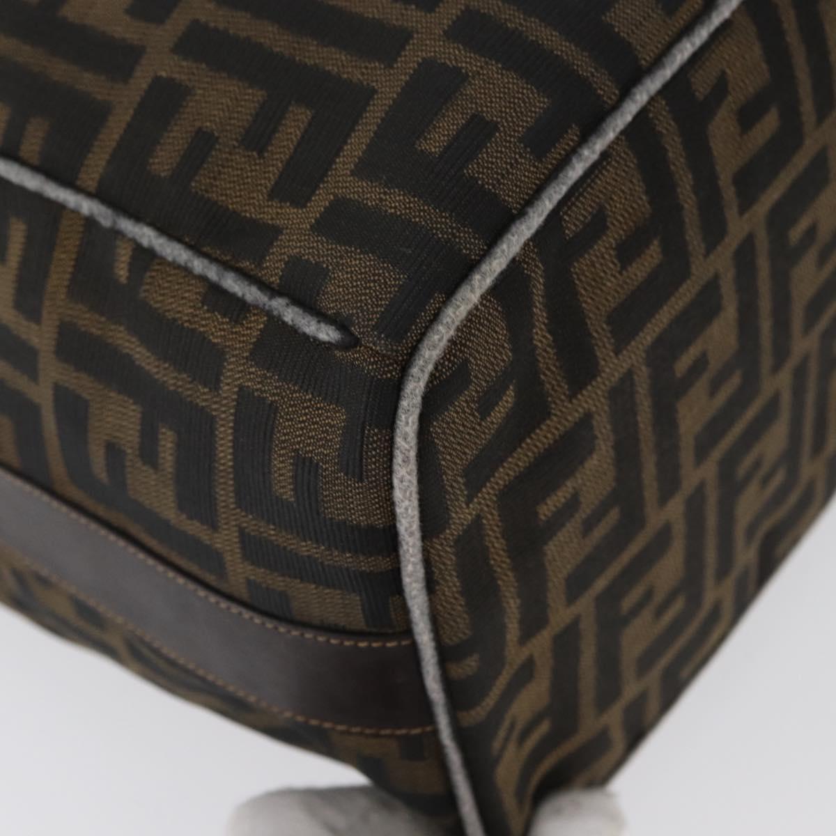 FENDI Zucca Canvas Hand Bag Black Brown Auth bs33679