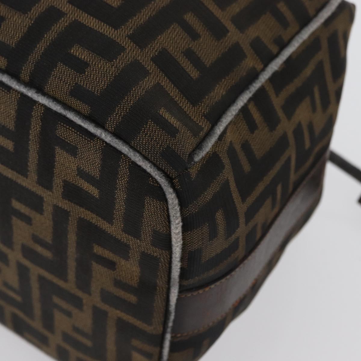 FENDI Zucca Canvas Hand Bag Black Brown Auth bs33679