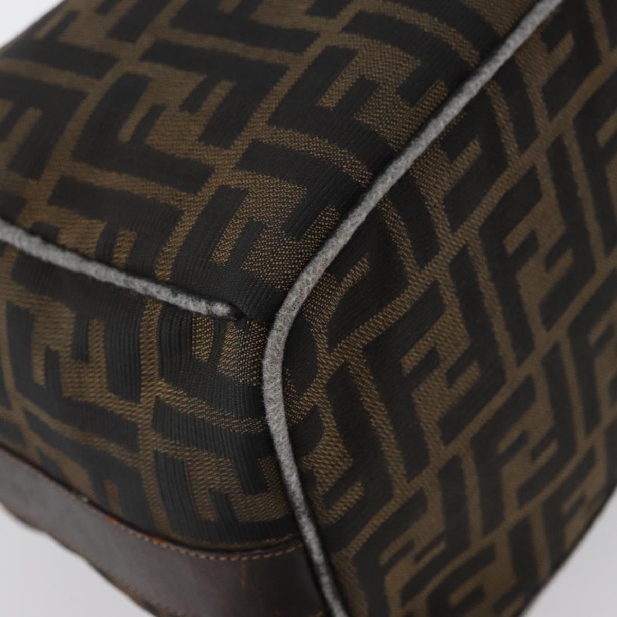 FENDI Zucca Canvas Hand Bag Black Brown Auth bs33679