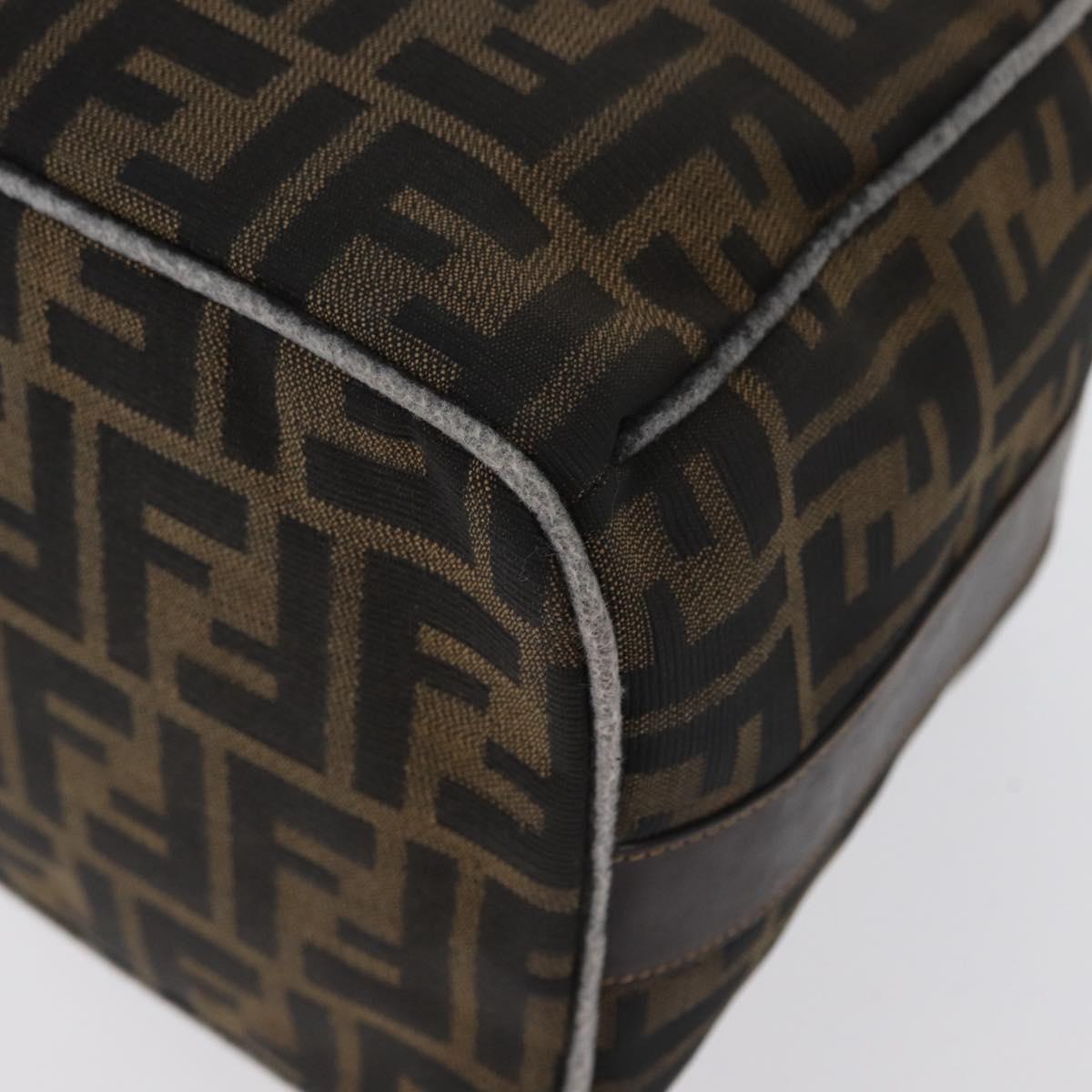 FENDI Zucca Canvas Hand Bag Black Brown Auth bs33679