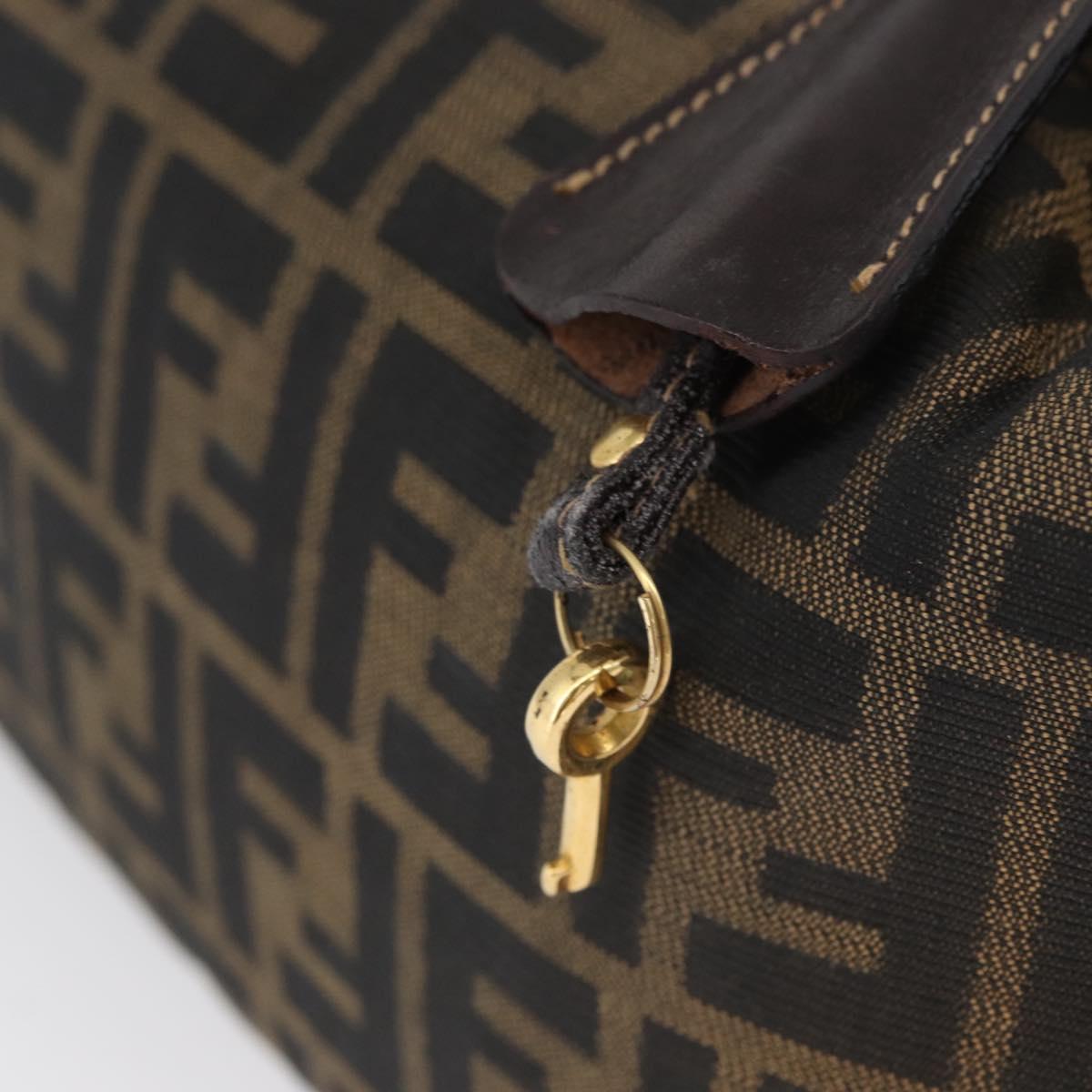 FENDI Zucca Canvas Hand Bag Black Brown Auth bs33679
