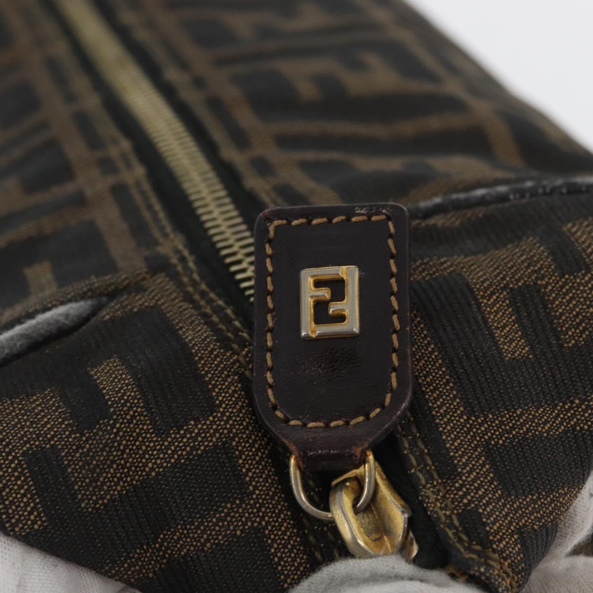 FENDI Zucca Canvas Hand Bag Black Brown Auth bs33679