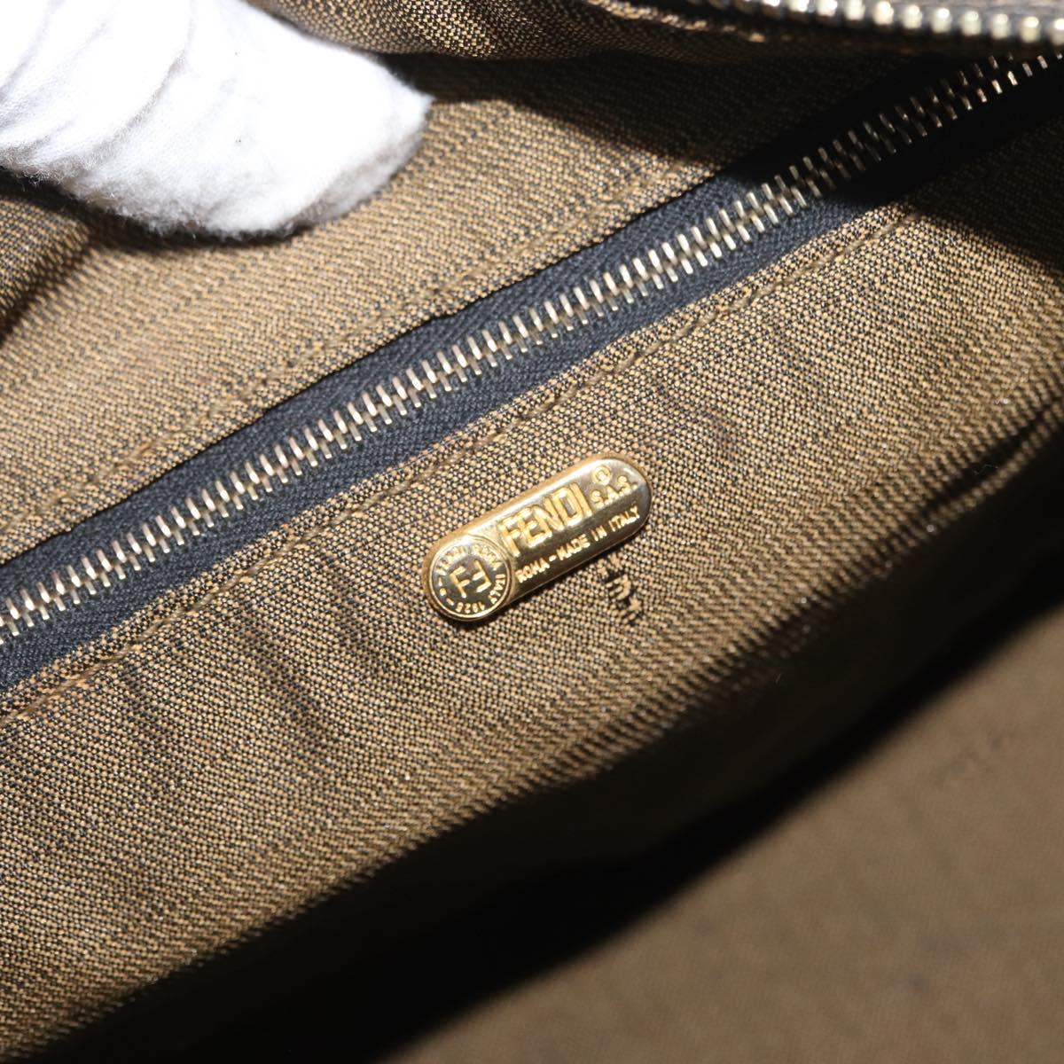 FENDI Zucca Canvas Hand Bag Black Brown Auth bs33679