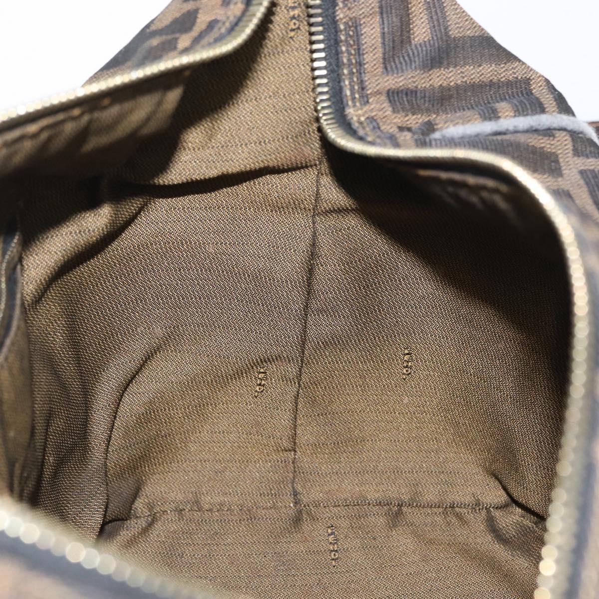 FENDI Zucca Canvas Hand Bag Black Brown Auth bs33679